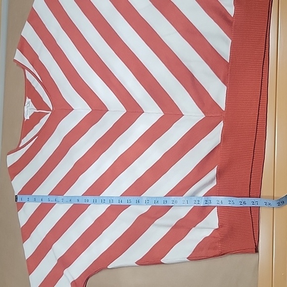 89th & Madison Size 2X Burnt Orange & White V-Stripe Dolman Sleeve Sweater, NEW - Picture 10 of 13